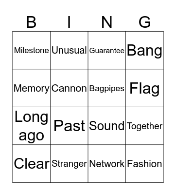 Bingo vocabulary H1 Bingo Card