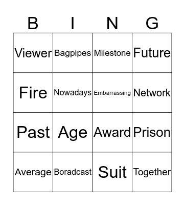 Bingo vocabulary H1 Bingo Card