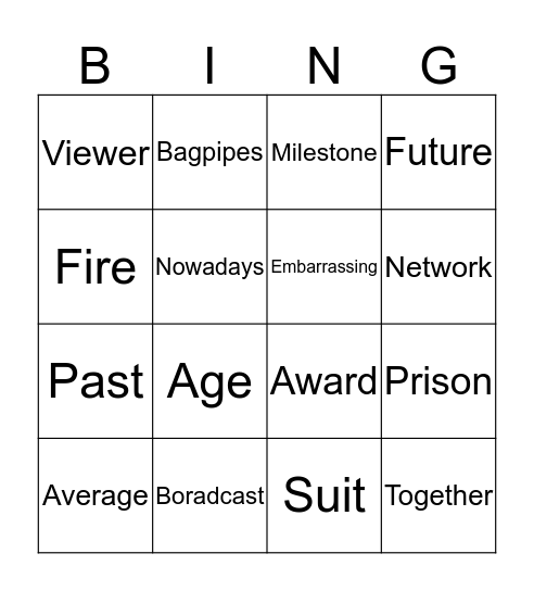 Bingo vocabulary H1 Bingo Card