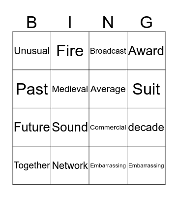 Bingo vocabulary H1 Bingo Card