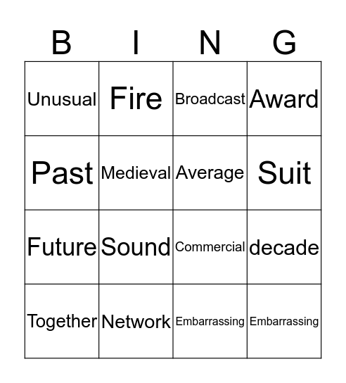 Bingo vocabulary H1 Bingo Card