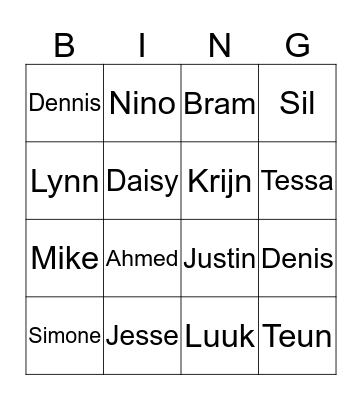 Op School Bingo Card