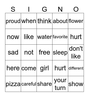Review  Bingo Card
