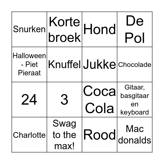 De Grote Boze Bjorn Quiz aka de Grote BBQ bingo Card