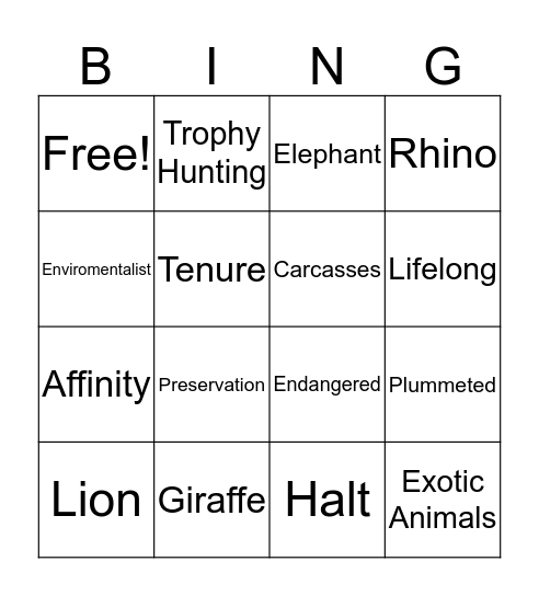 Picture Bingo Card