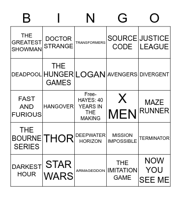 Premiere Night Bingo Card