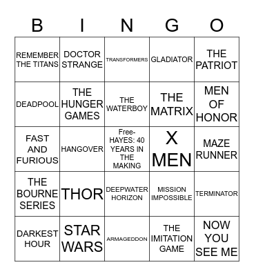Premiere Night Bingo Card