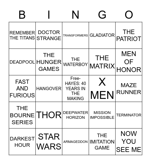 Premiere Night Bingo Card