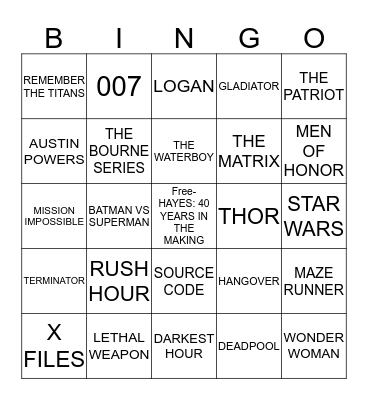 Premiere Night Bingo Card