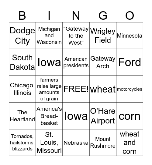 Social Studies Chapter 8 Bingo Card
