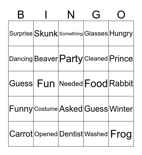 Vocabulary Bingo Card