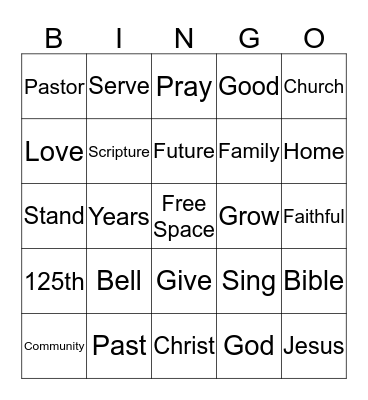 Church Bingo 2  Bingo Card