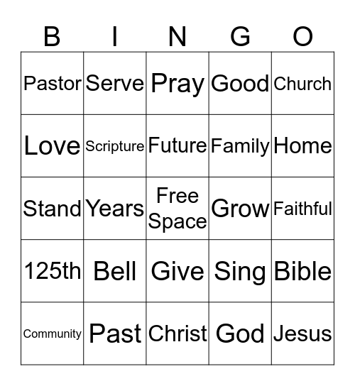Church Bingo 2  Bingo Card