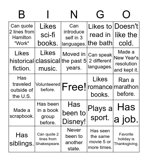 BOOK CLUB Bingo Card