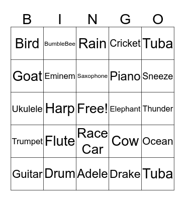 Sound Bingo! Bingo Card