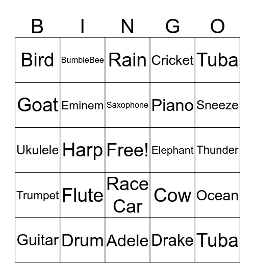 Sound Bingo! Bingo Card