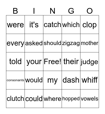 4th/5th grade Bingo Card