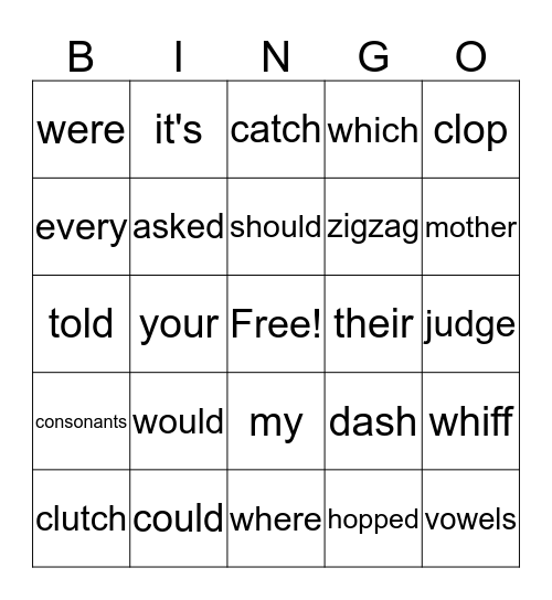4th/5th grade Bingo Card