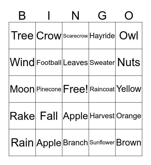 Fall  Bingo Card