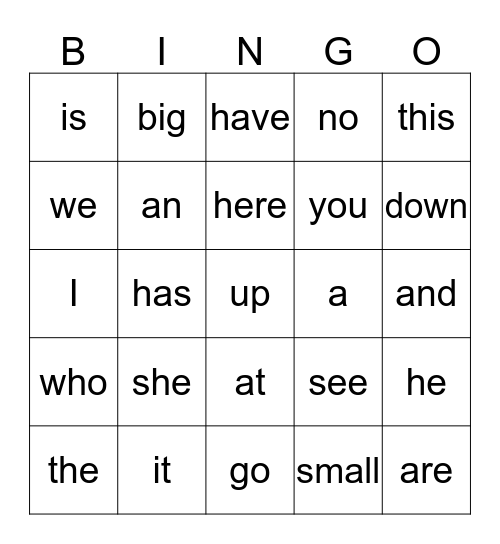 Sight Words List 1 and 2 Bingo Card