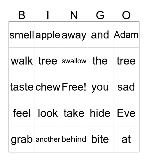 The Fruit Tree Bingo Card
