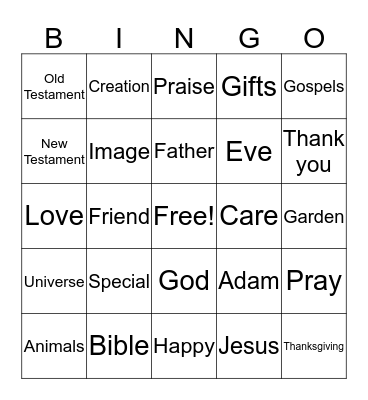 Bible Bingo Card