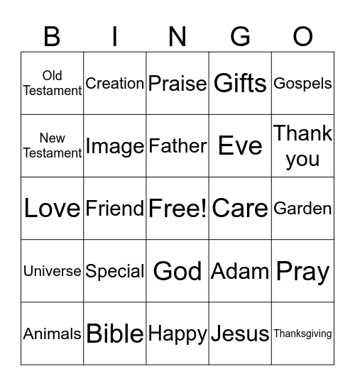 Bible Bingo Card