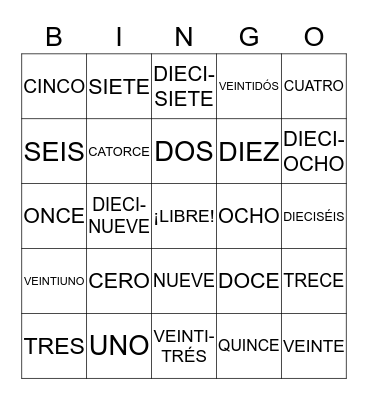 LOS NÚMEROS Bingo Card