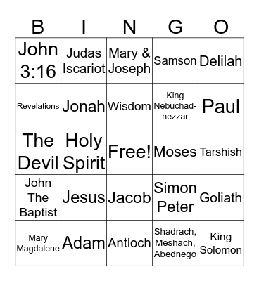 Bible Study Bingo Card