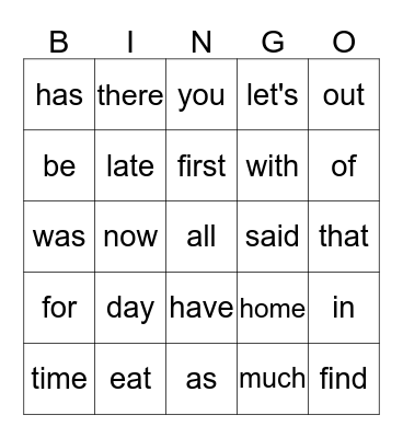 Lesson 7 BINGO Card