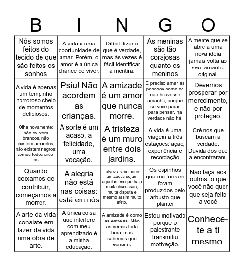 Classes Gramaticais Bingo Card