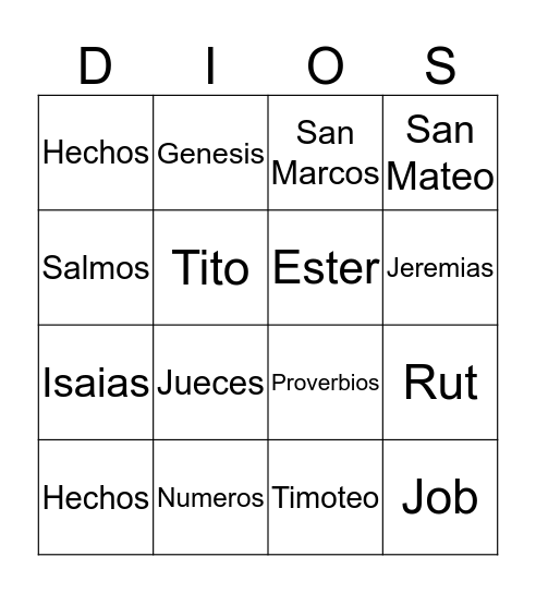 Biblia Bingo Card
