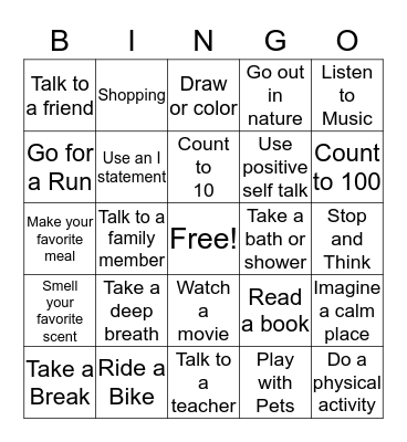 Coping Stratigies  Bingo Card