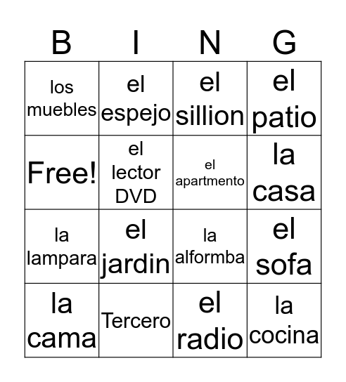 Spanish Bingo - Yash  Bingo Card