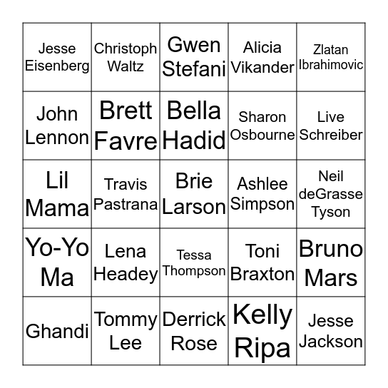 October Birthdays Vol. 1 Bingo Card