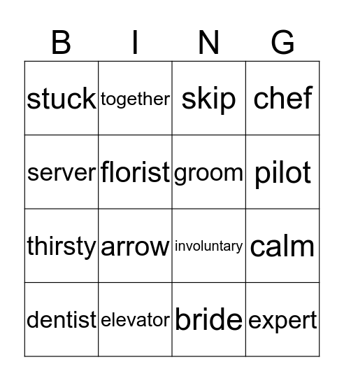 Vocabulary September 24-28 Bingo Card