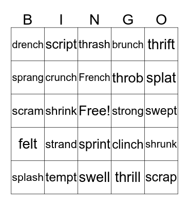 5TH GRADE BINGO Card