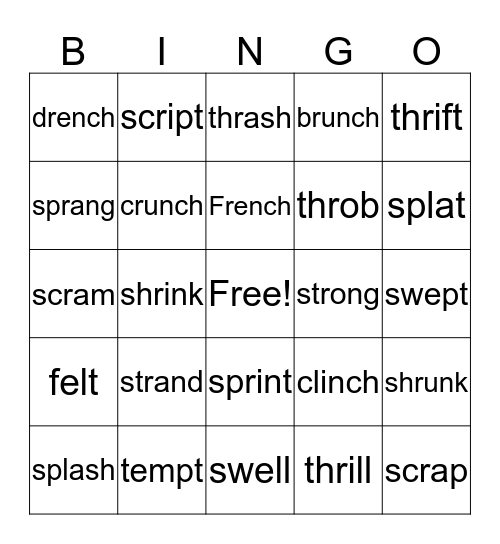 5TH GRADE BINGO Card