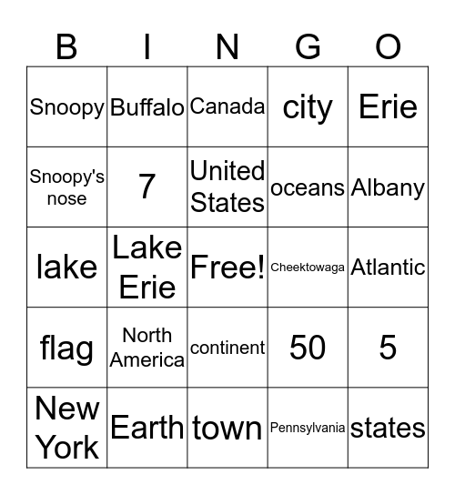 Where I live Bingo Card