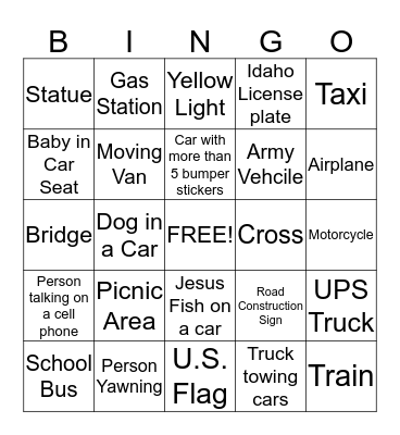 SJRCS HSA BUS BINGO!! Bingo Card