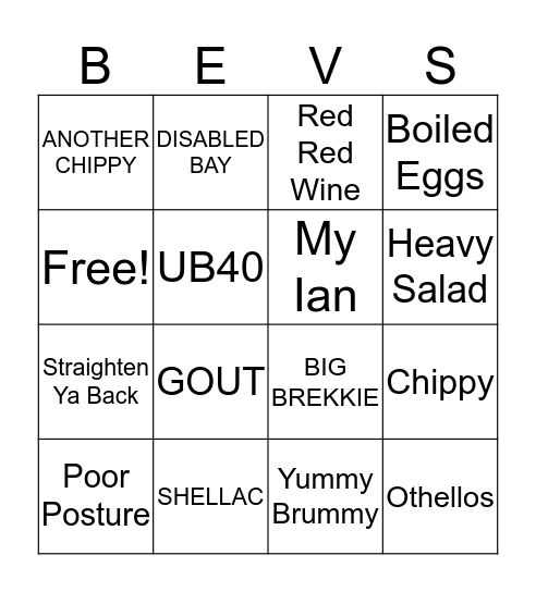 Bevs Bingo Lingo Bingo Card