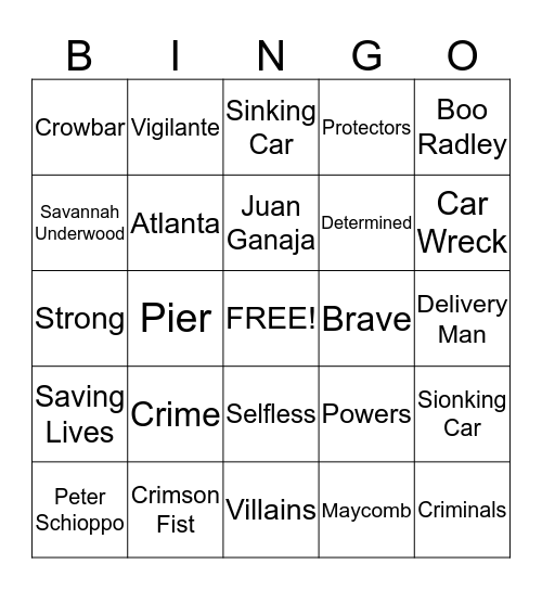Hidden Heroes Bingo Card