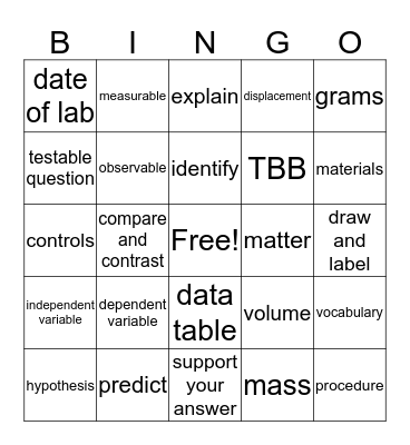 Science Review Bingo Card