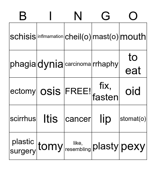 Lesson 14 Bingo Card