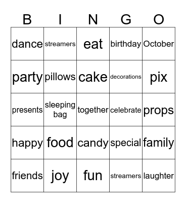 Birthday Bingo Card