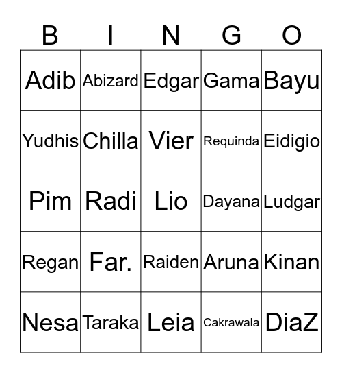 Nesa Bingo Card