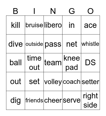 Volleyball Bingo Card