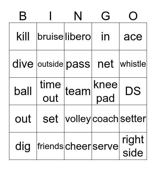 Volleyball Bingo Card