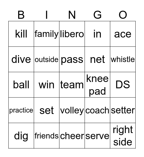 Volleyball Bingo Card