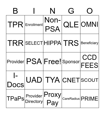 TRICARE BINGO Card